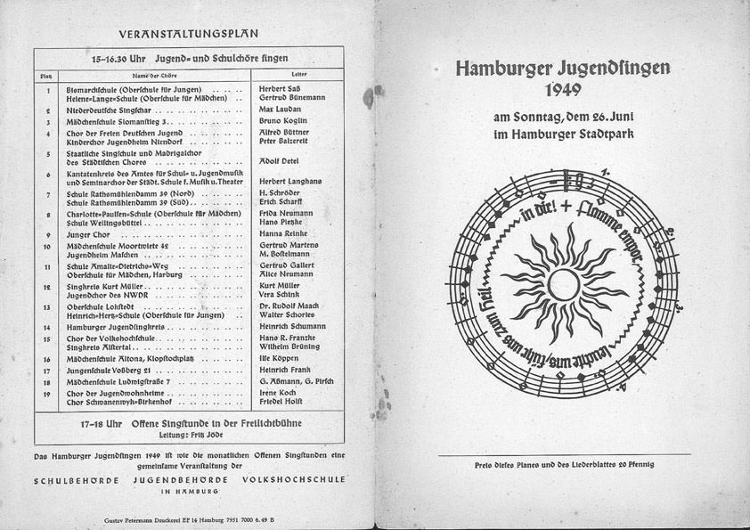 Hamburger Jugendsingen 1949, Programm